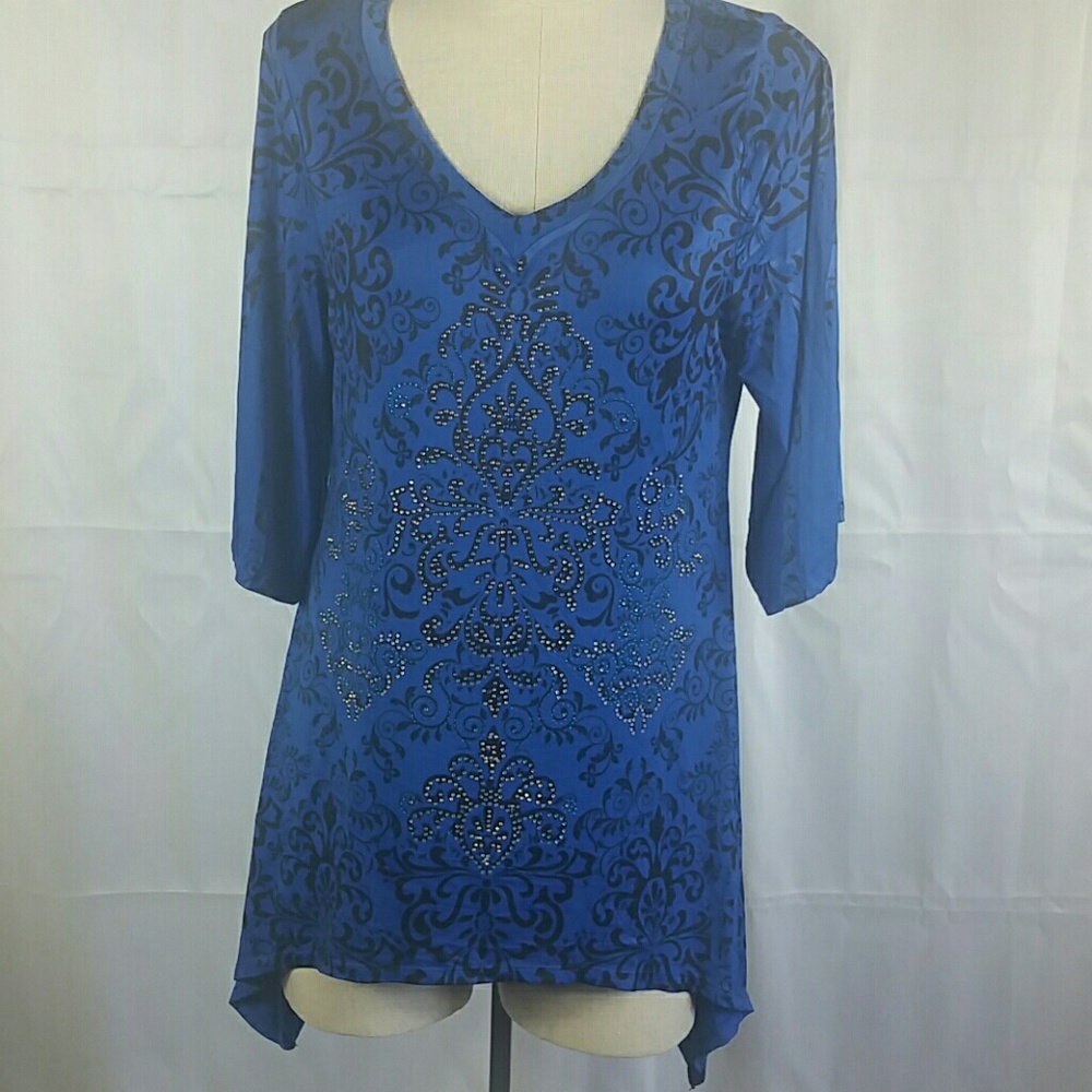 Shark bite tunic blue and black